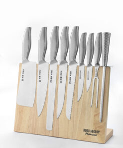 Japanese Style Chef's 9 Piece Knife Set With Oak Magnetic Board